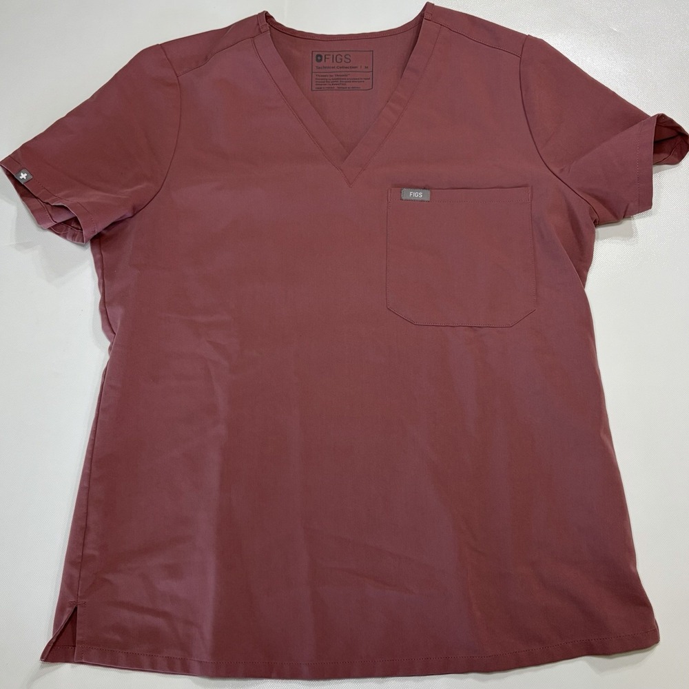 FIGS Women's Medium Dusty Rose Catarina One Pocket V-Neck Scrub Top